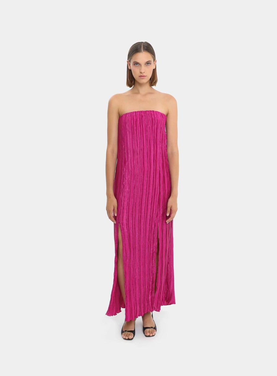 Ropa LAAGAM | Vestido Plisado Rosa Sirena