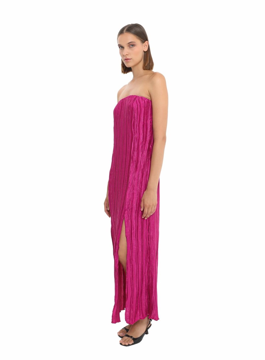 Ropa LAAGAM | Vestido Plisado Rosa Sirena