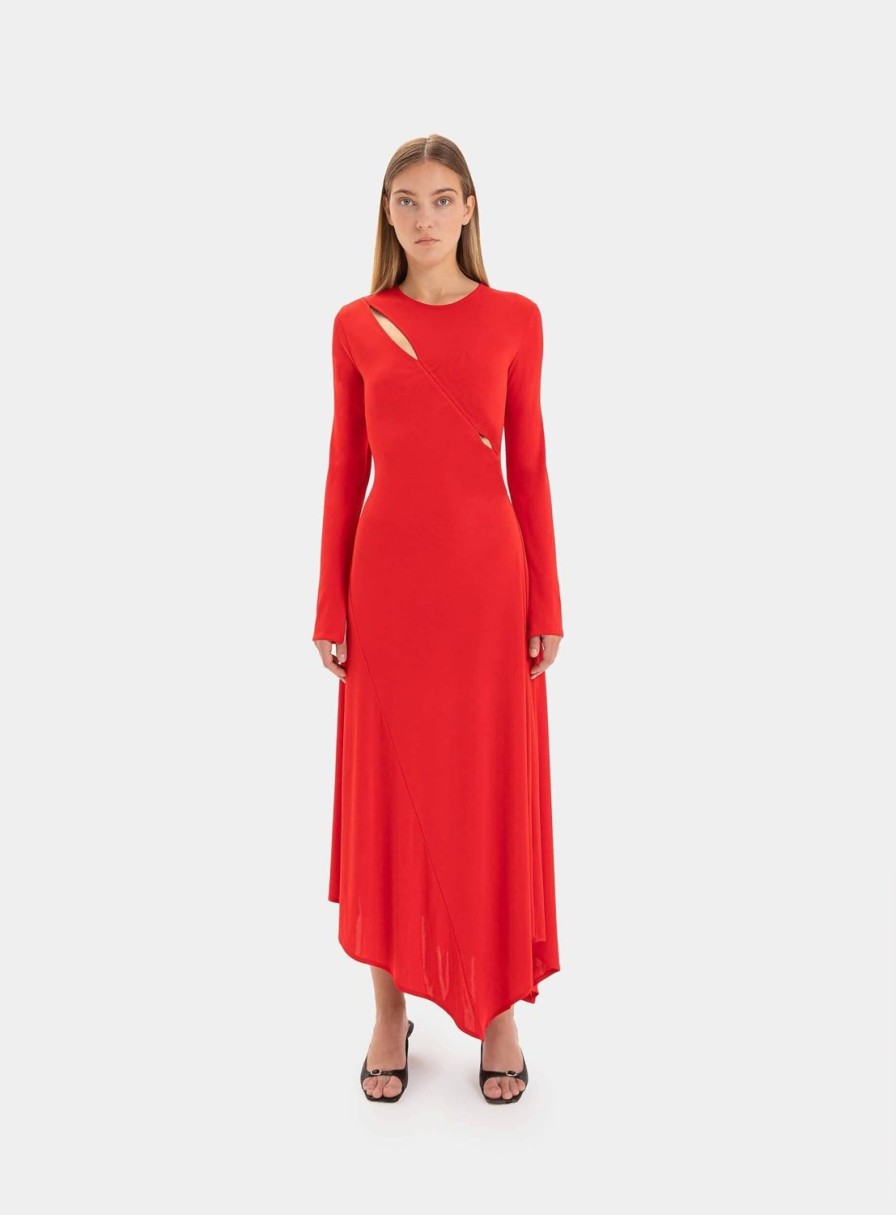 Ropa LAAGAM | Vestido Elastico Rojo Winona