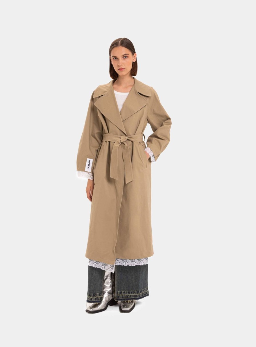 Ropa LAAGAM | Gabardina De Encaje Beige Londres