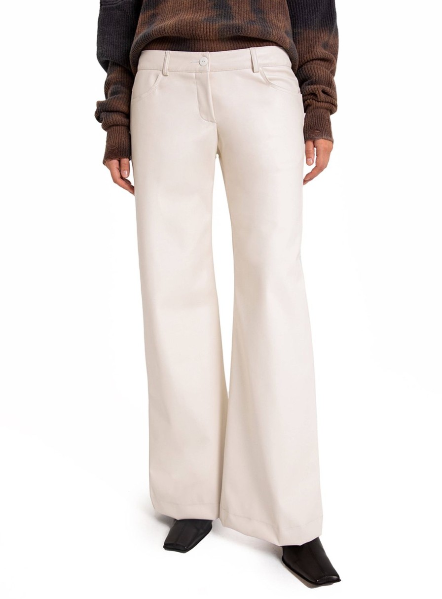 Ropa LAAGAM | Pantalones Blancos De Piel Sintetica Harlow